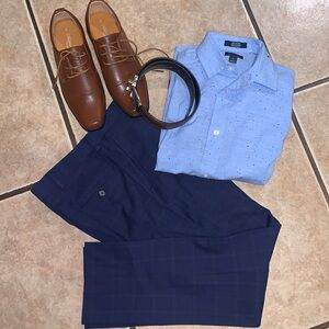 Boys dress pants and dress shirt shoes belt bundle
